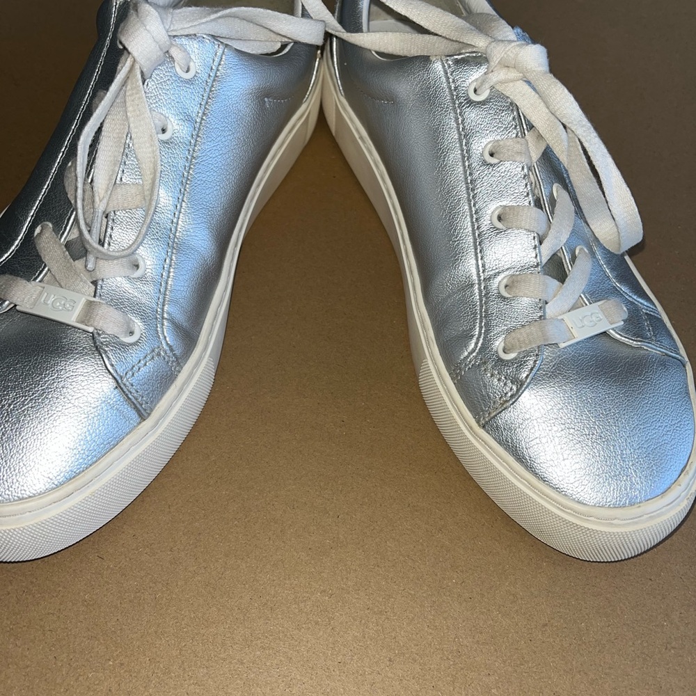 Final Price! UGG Women's Zilo Metallic Silver Sneakers - Picture 3 of 11